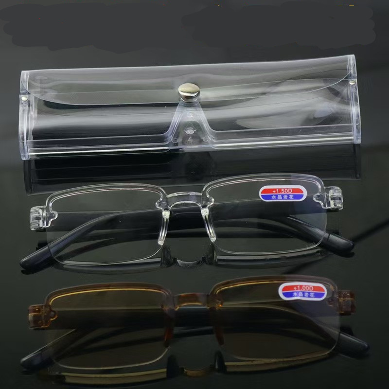 Reading Glasses Automatic Adjustment of Prescription High-Definition Anti-Blue Light Frameless Smart Focus Reading Glasses with Crystal Appearance Wit