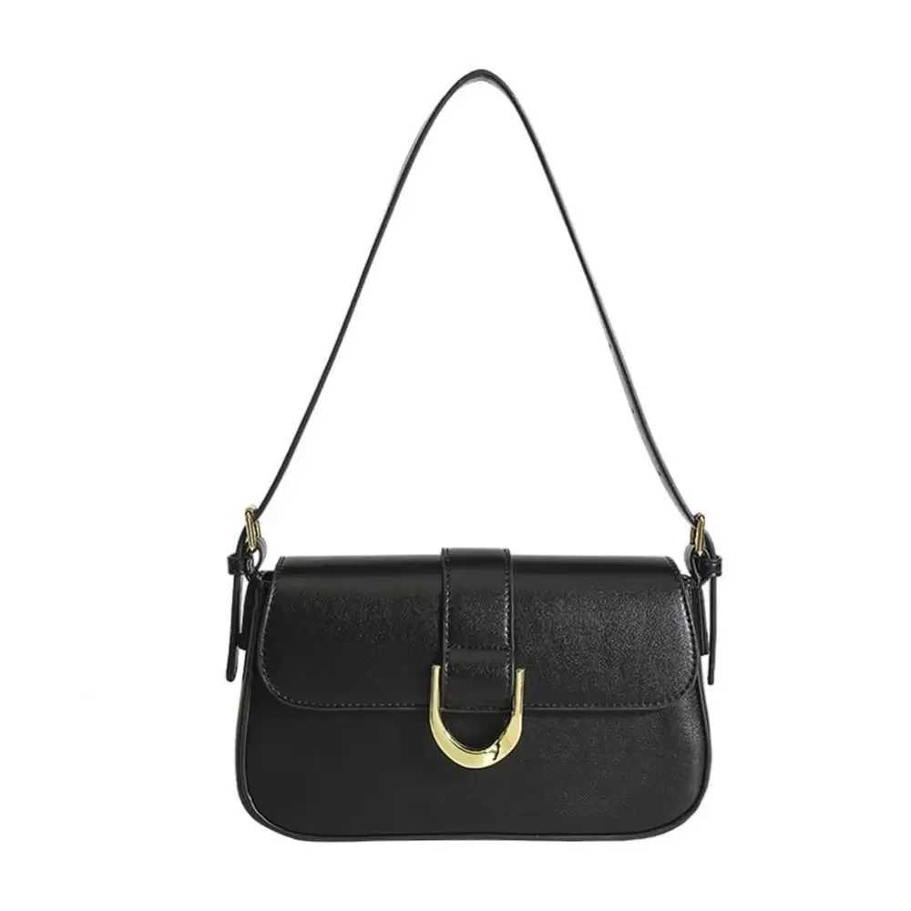Classic PU Leather Horseshoe Buckle Casual Crossbody Bag Solid Color Small Shoulder Bag with Zipper Closure Women Clutch Purse XJ250605