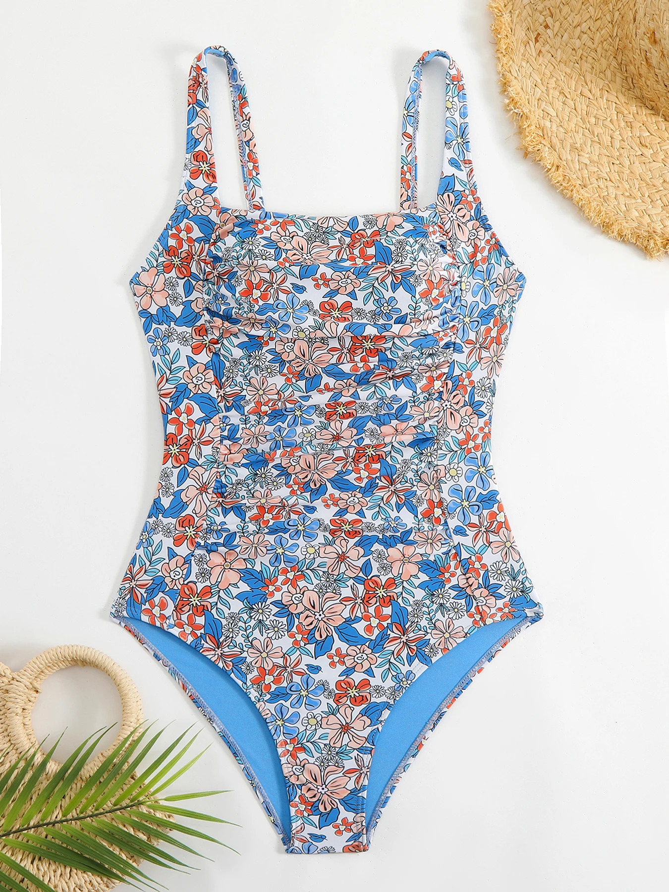 Pleated One Piece Swimsuit For Women Push Up Swimwear Female Bodysuit Monokini Plus Size Bathing Suit Summer Beach Wear 250604