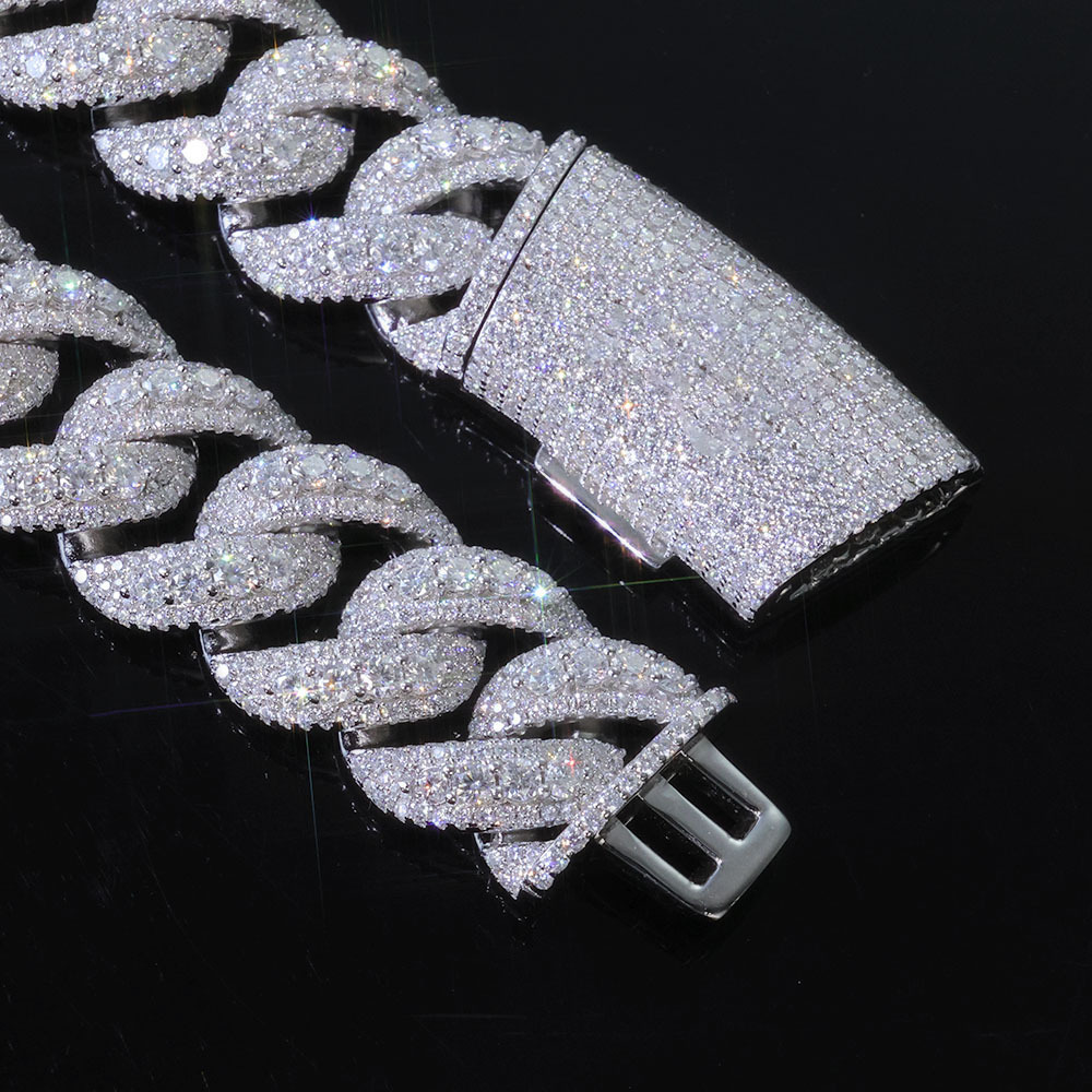 Hip Hop 22mm Jewelry Accessories Full Diamond Moissanite Bracelet Bubble Cuban Chain High-end Mens Bracelet