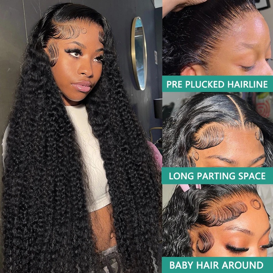250 Density 30 40 Inches Curly 13x4 13x6 Hd Lace Front Human Hair Wigs Pre Plucked Deep Wave Lace Frontal Wig For Women Synthetic