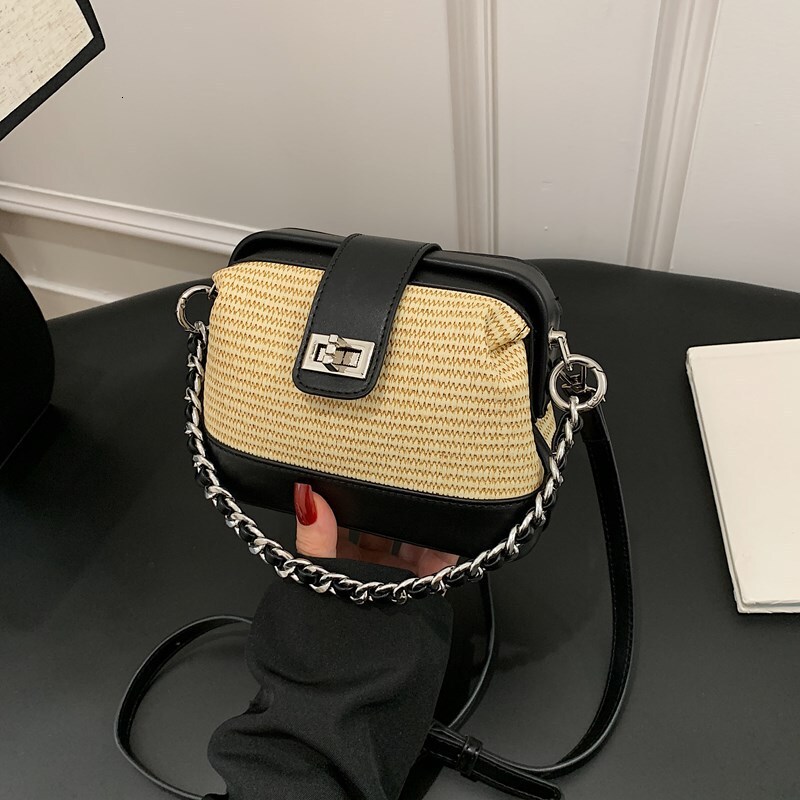designer Niche Color-Block Chain Women's Bag 2025 Summer New Simple Fashion Lock Doctor Handbag Crossbody Small Bag