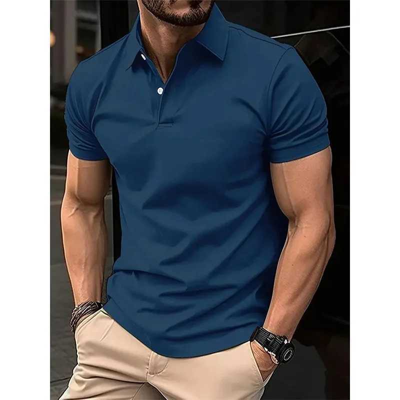 New Mens Solid Color Top Cotton Lapel Casual Short-sleeved POLO Shirt XJ250605