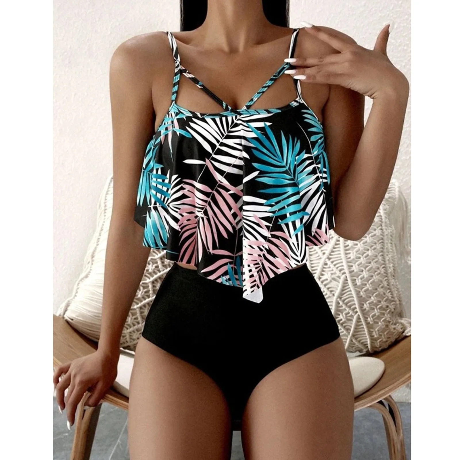 Sexy Two Pieces Bikini Women Fashion Vintage Printed Push Up Swimsuit Brazilian Beach Bathing Suit Swumwear Biquini 250530