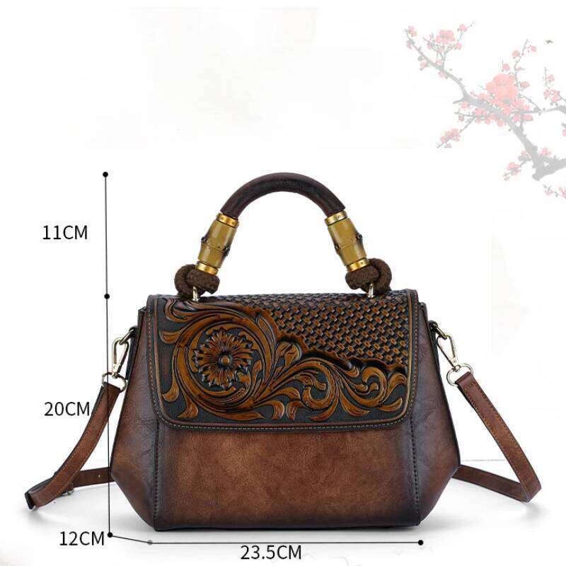 Johnature 2025 New Vintage Emed Women Bag Versatile Leather Handbag Large Capacity Handmade Female Shoulder Bags 2025/06/05