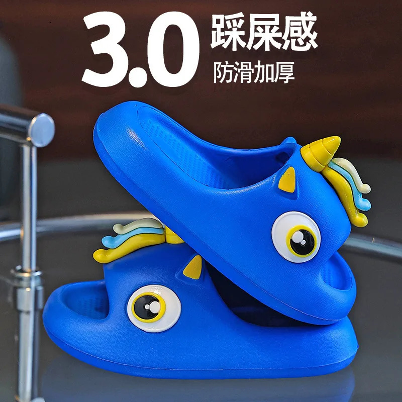 Unicorn 3D Girls Boys Slippers Summer EVA Bath Pool Children Slippers Waterproof Soft Sole Non Slip Kids Beach Shoes 250604