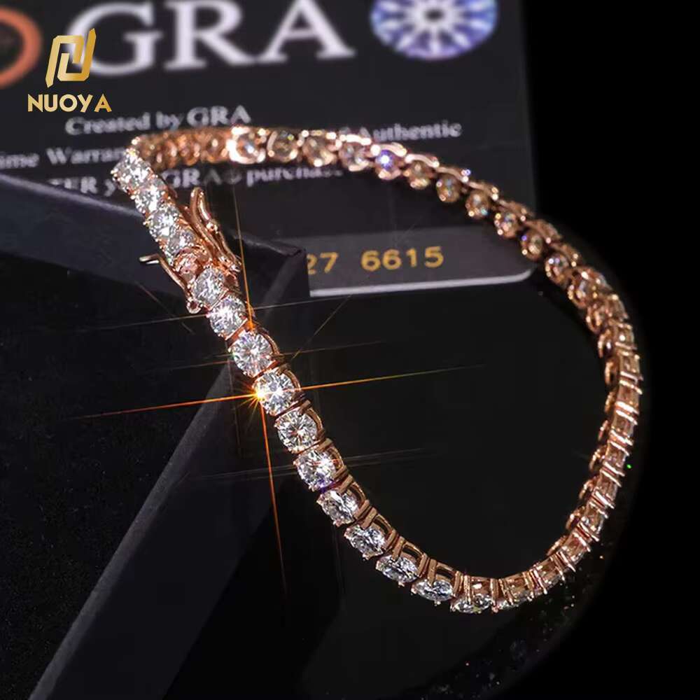 VVS Tennis Bracelet Women Iced Out Round Brilliant Cut 925 Silver Rose Gold Plated Jewelry Gift for Party