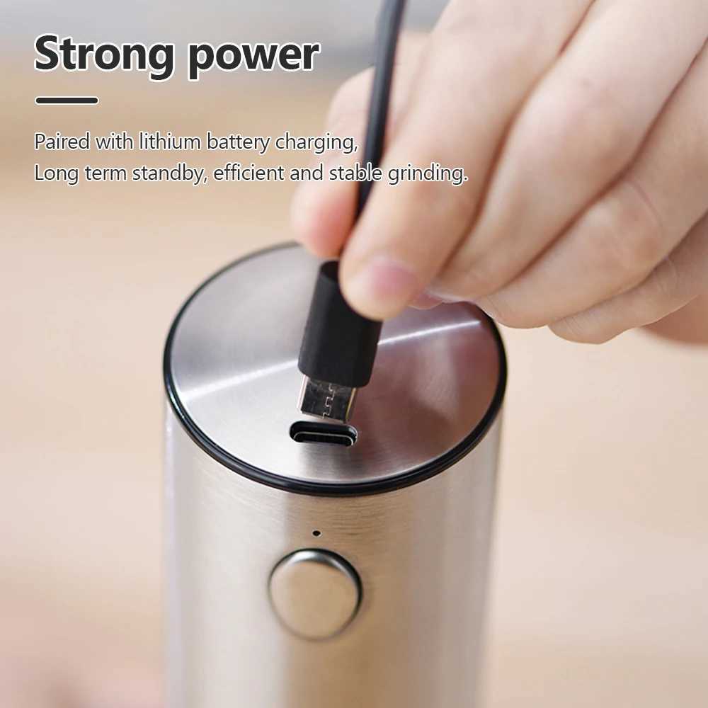 Electric Pepper Grinder Stainless Steel Salt And Pepper Grinder USB Rechargeable Adjustable Coarseness Spice Mill Kitchen Tool X250605