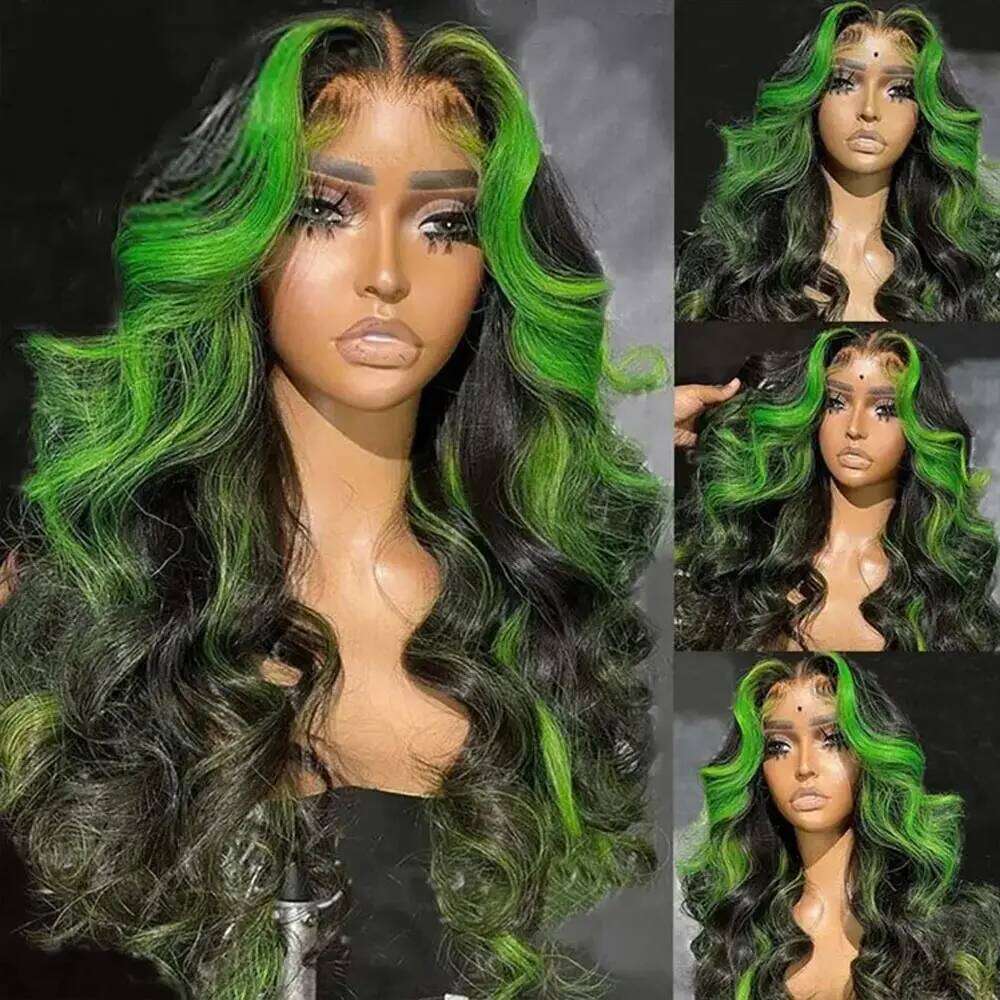 30 40 Inch Green Body Wave Front Wigs 13x4 13X6 HD Lace Frontal Brazilian Colored Highlight Wig Human Hair