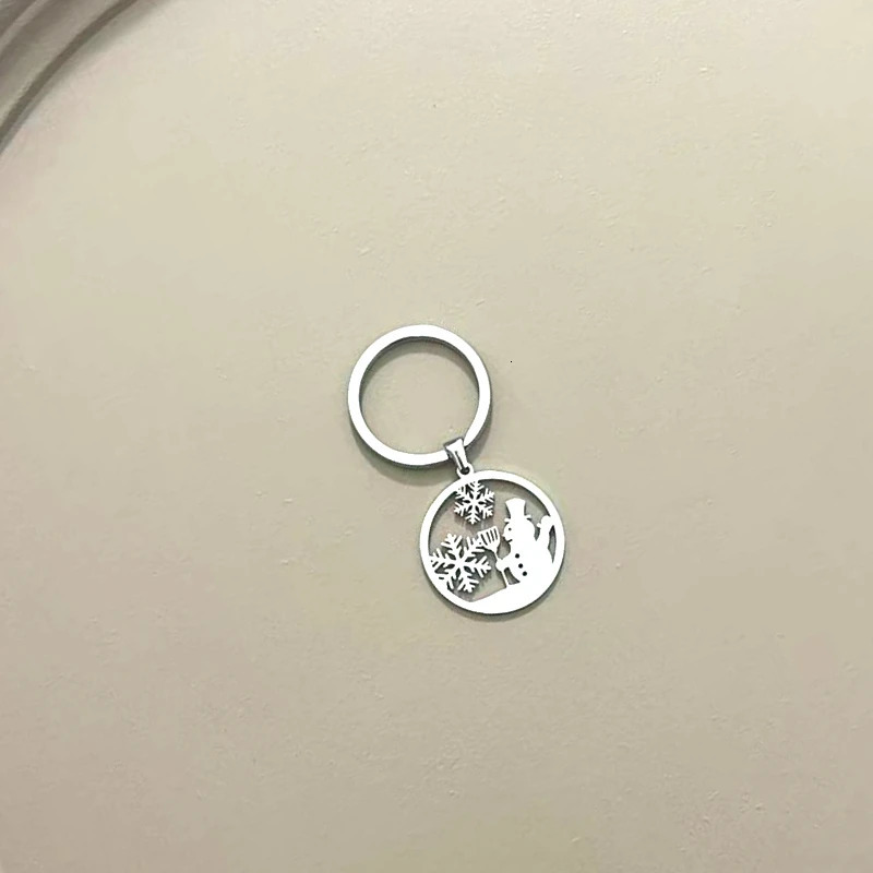 10pcs Stainless Steel Christmas Keychain Blank For Engraving Metal Charm Keychain Key Ring Mirror Polished Wholesale 250605