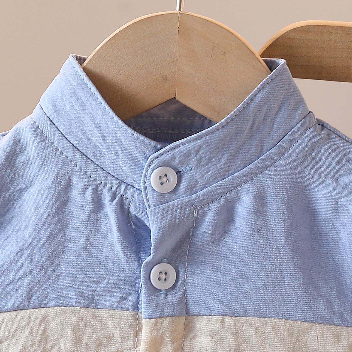 2-piece summer baby boy casual patchwork stand up collar printed full open short sleeved shirt and printed pants, suitable for Ramadan holiday, daily 