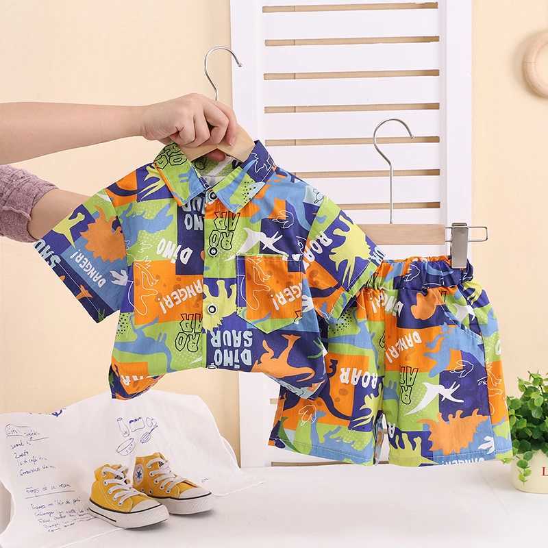 Summer Outfit for Kids Boys Girls Childrens Clothing Set Childrens Top and Bottom Clothes Cotton Shirt Short Sleeve 2pcs/Sets R250605