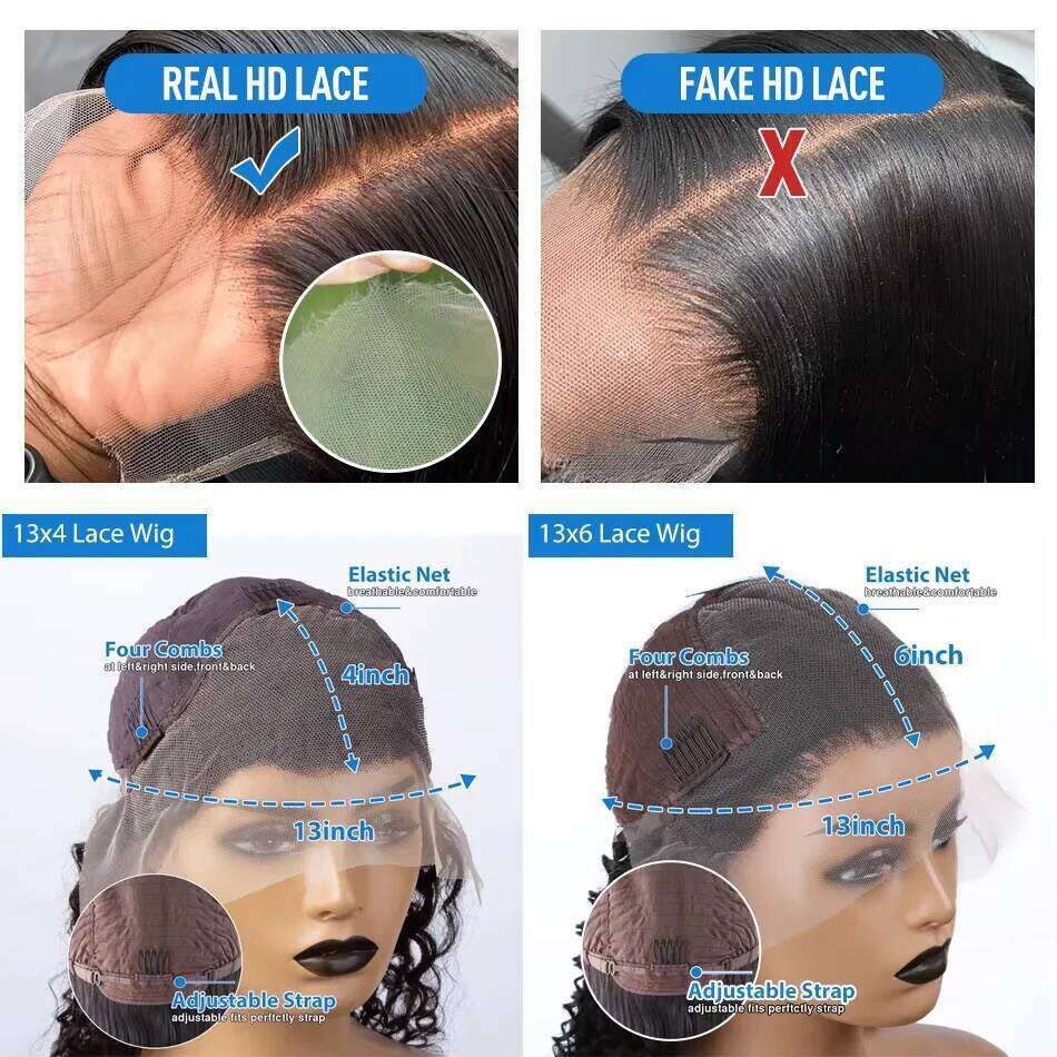 30 40 Inch Deep Wave 13x6 HD Front Wig Human Hair For Women 220 Density Loose Water Curly 13x4 Lace Frontal Wigs