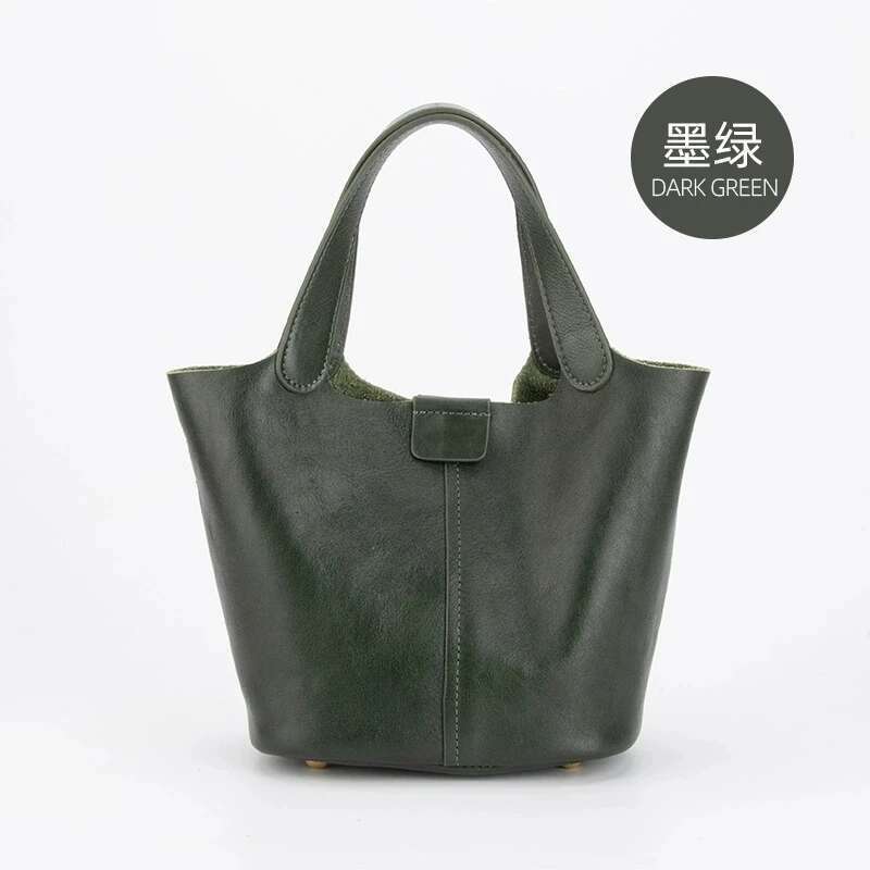 2025 New Women's Leather Fashion Single Shoulder Classic Shopping Handheld Bucket Bag For Women