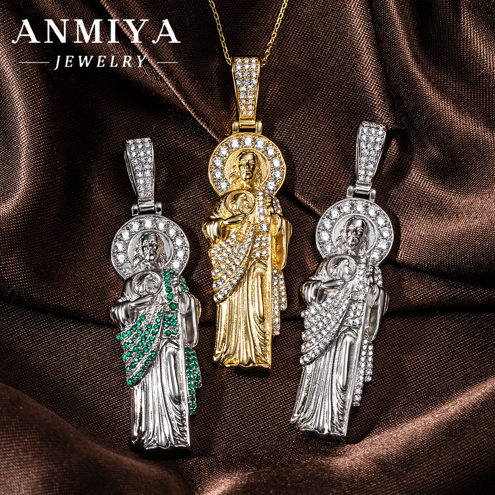 Religious 925 Silver Jewelry Pendant Necklace with Jesus Christ Figure for Christian Gift and Spiritual Wear