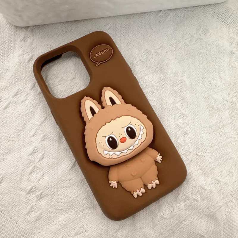 3D Labubu Cute Phone Case For iPhone 16 15 14 Plus 13 12 Pro Max 11 Kawaii Grip Tok Holder Cartoon Soft Silicone Cover Gift X2506051