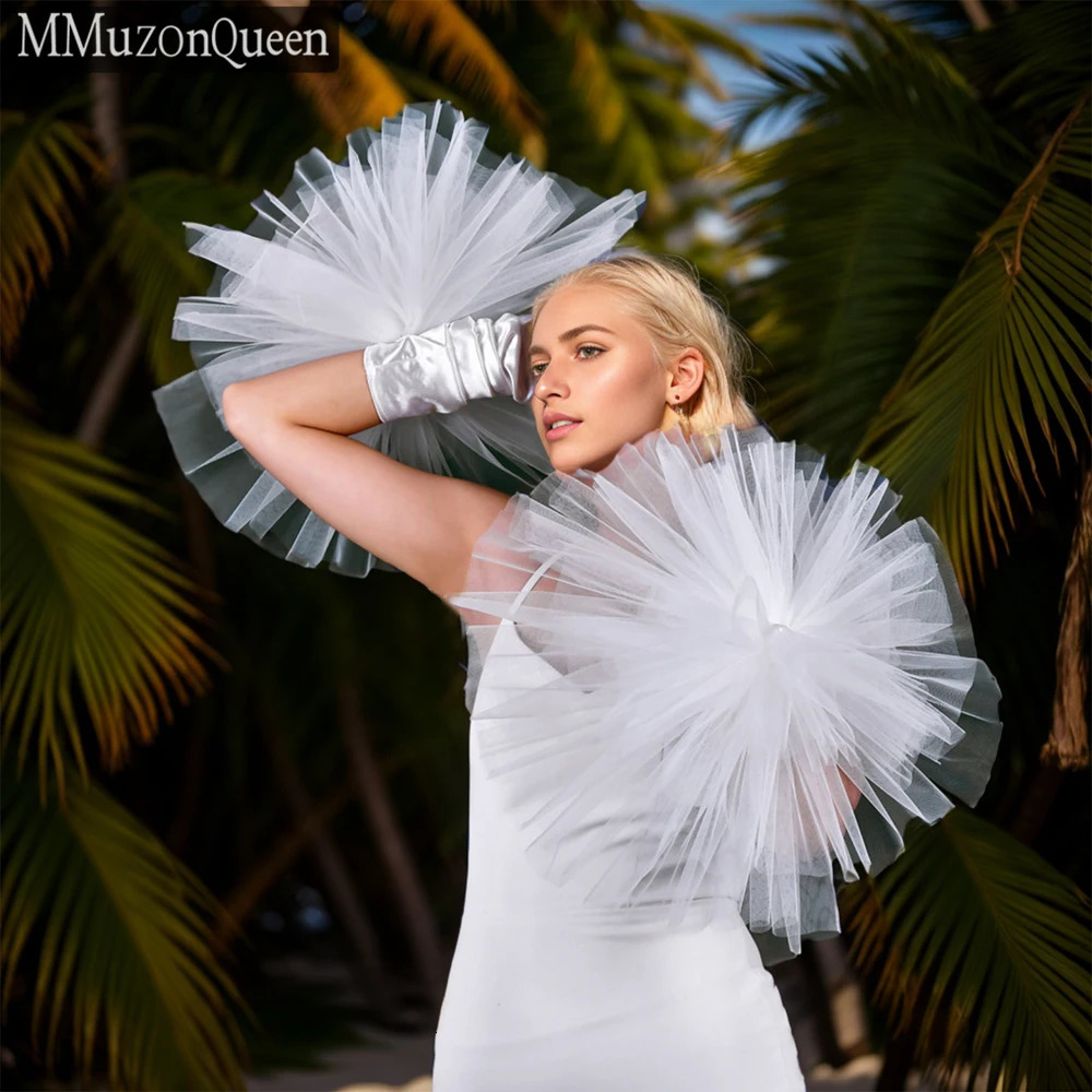 MMQ Exaggerated White And Black Long Bridal Gloves With Fingers Wedding Accessories Women Performance Pography MM10 250530