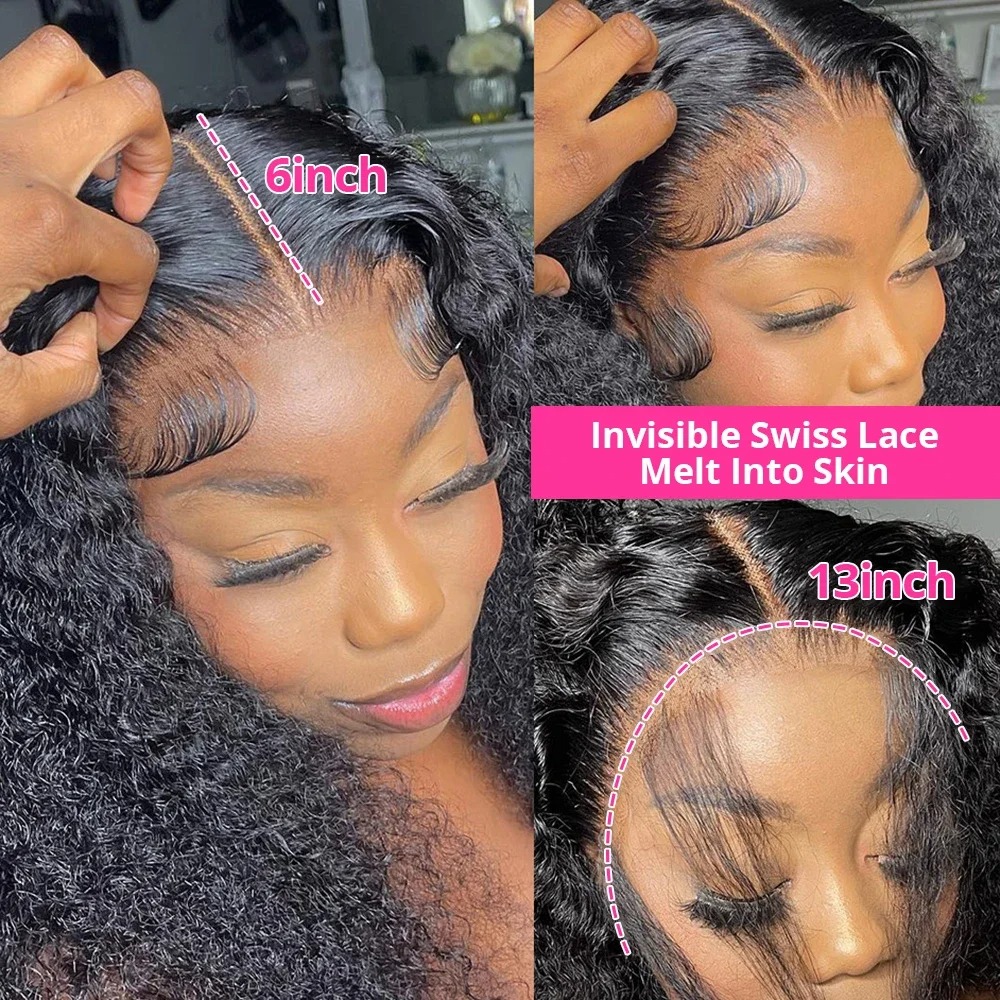 Water Wave Glueless Wig Human Hair Curly 13x6 HD Frontal Wig 250 Deep Wave Lace Front Wigs Wear Go HD Lace Closure Wig Sale Synthetic