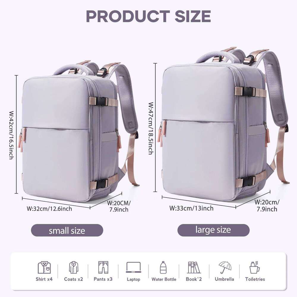 Vacuum Large Travel For Women, 40L Airback Compression Airplane Carry On Backpack Business Laptop Bag