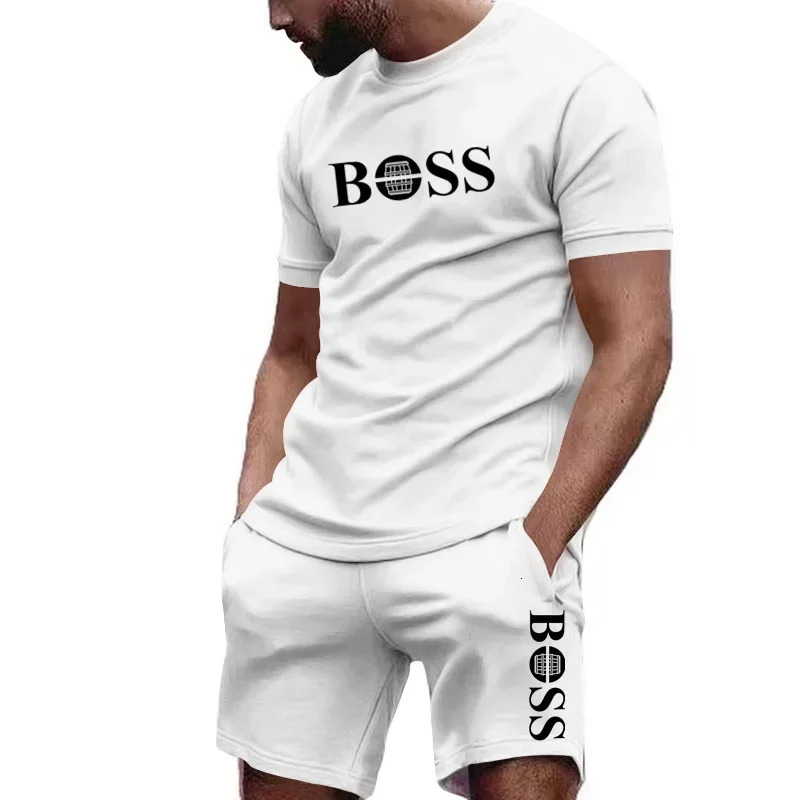 Mens two-piece sportswear short sleeved T-shirt and pants running and fitness sportswear big discount summer 250605
