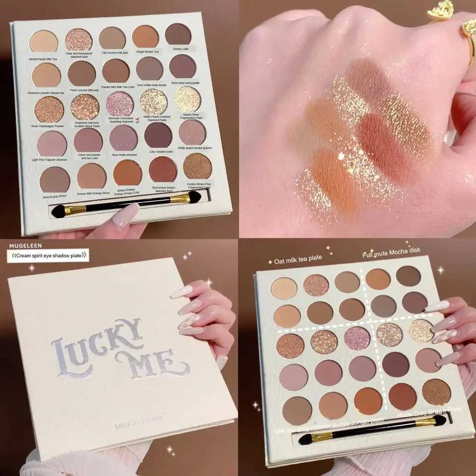 25-Color Eyeshadow Palette Earth Tones Matte Shimmer Autumn Winter Low Saturation Orange Brown Makeup with Brush W250605