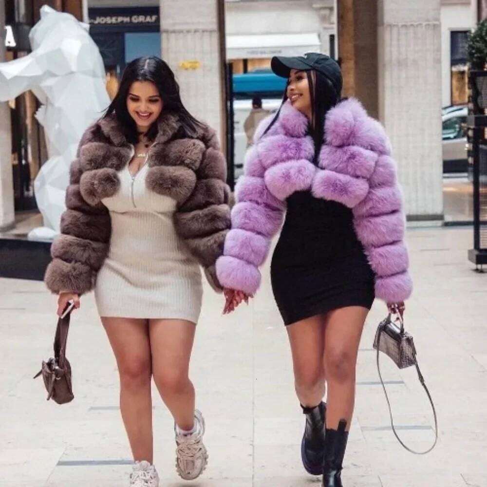S-8XL Winter Warm Loose Fluffy Plush Jacket Women Striped Faux Fur Soft Veet Coat Ladies Long Sleeves Thick Short Overcoat