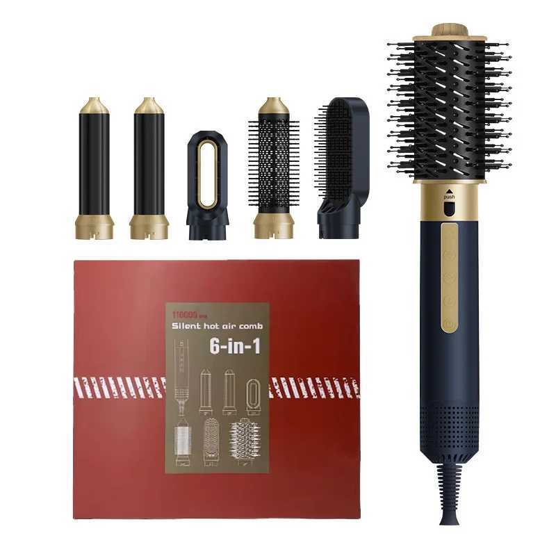 High Speed 6 in 1 Negative Ions Hair Styling Hot Air Comb Automatic Curling Iron Straight Hair Comb Hair Dryer Curling Iron XJ250605