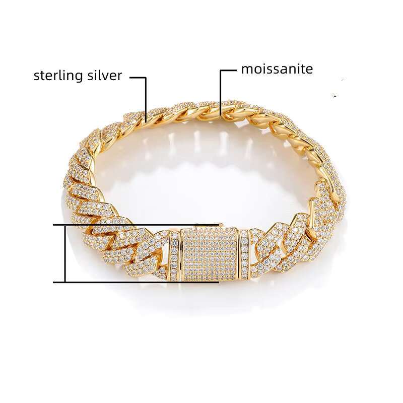 8mm 10mm 12mm 14mm 18mm 20mm Wholesale 925 Sterling Silver VVS Moissanite Cuban Link Chain