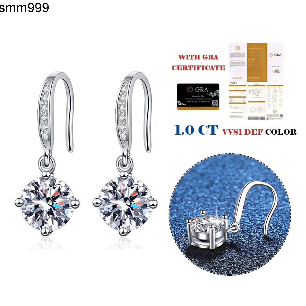 S925 Silver Mosang Stone Earrings Women Jewelry and Accessories Hypoallergenic Diamond Small Female Polynesian