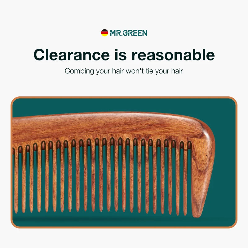 MR.GREEN Natural Wood Comb Splicing Structure Hair Comb Fine Tooth Brush Anti-Static Hairdressing Hair Scalp Massage Tools Gift 250603
