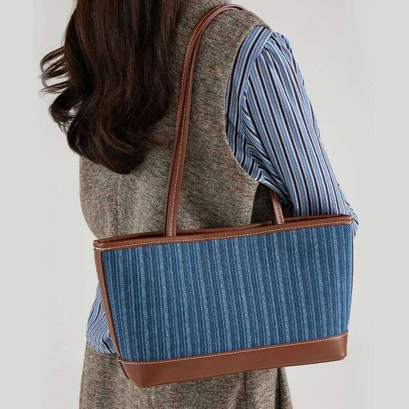 Designer Bags Denim Splicing Tote bag For Commuting New Retro Shoulder Bag Large Capacity Women's Handbag