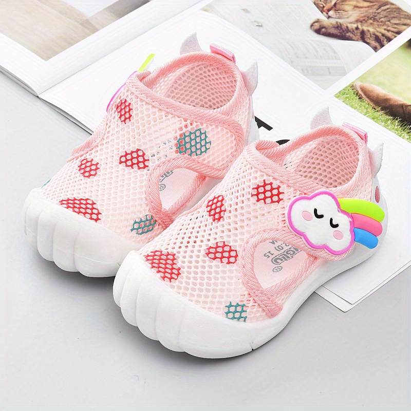 Baby Boys Girls Breathable Double Mesh Toddler Shoes Soft Bottom Elastic Comfortable Non-slip Casual Shoes for Learning Walking
