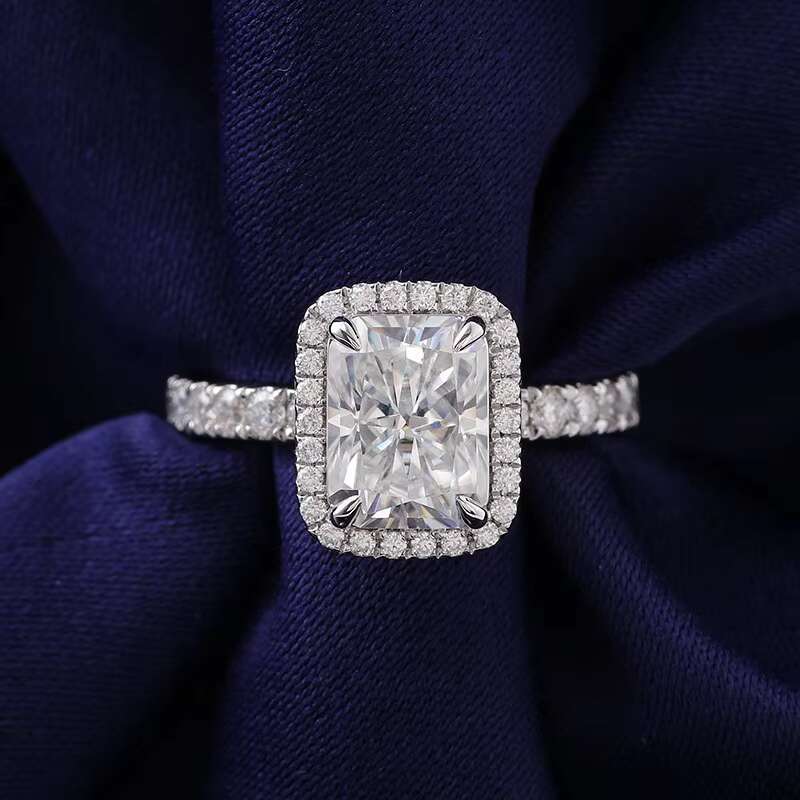 Luxury Moissanite Jewelry 10K White Gold Wedding Ring Radiant Cut VVS1 2ct White Moissanite Ring Engagement Women