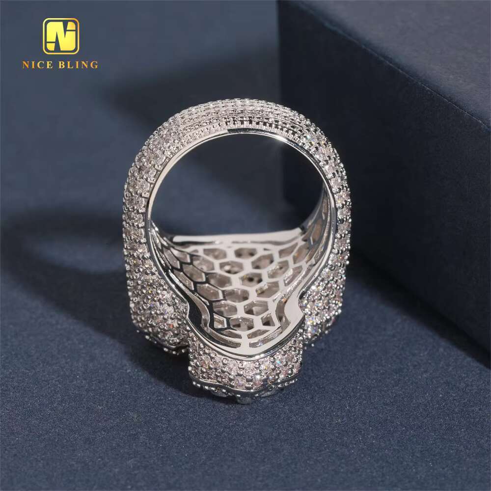 Fashion Jewelry Ring Baguette Hip Hop Brass 5A Cubic Moissanite Full Diamond Iced Out Jewelry Cross Rapper Ring for Men