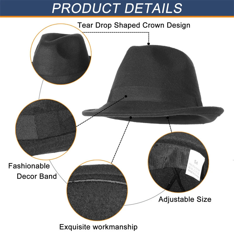 Vintage Kids Rolled Brim Trilby Hat for Boys Girls Child Fedora Hat Autumn Winter Felt Jazz Cap 250605