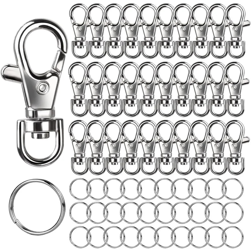 60PCS Metal Swivel Snap Hook Key Ring 30PCS Crayfish Claw Keychain Key Chain Ring For Keys 250605