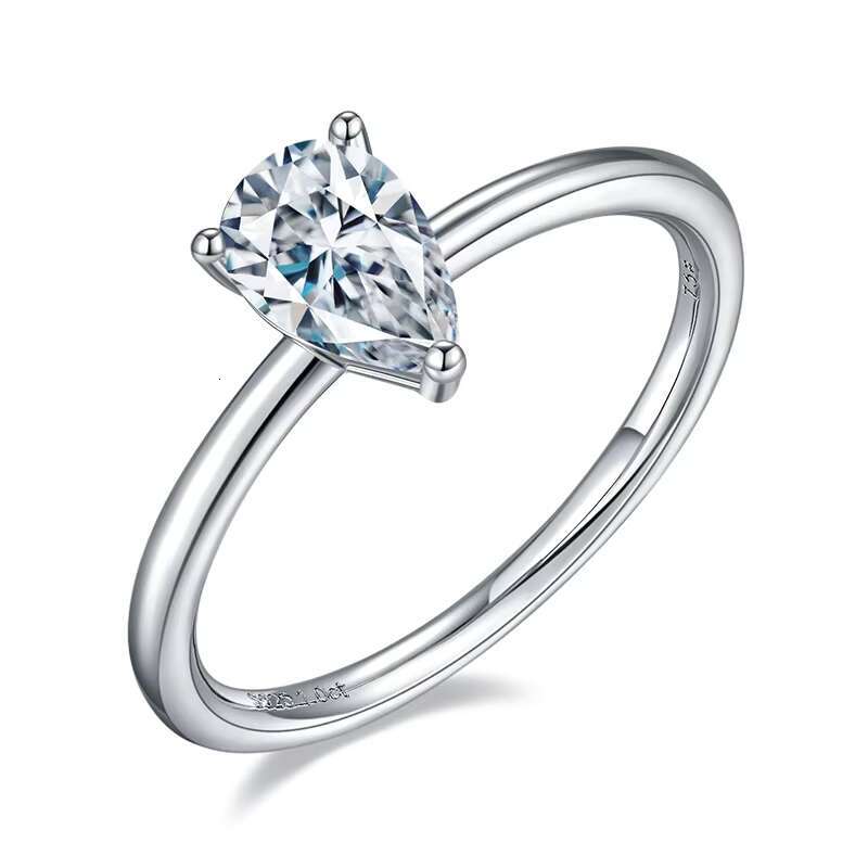 Luxury Pear Cut Moissanite Silver Jewelry Fancy Wedding Solitaire Ring Sterling S925 Rings