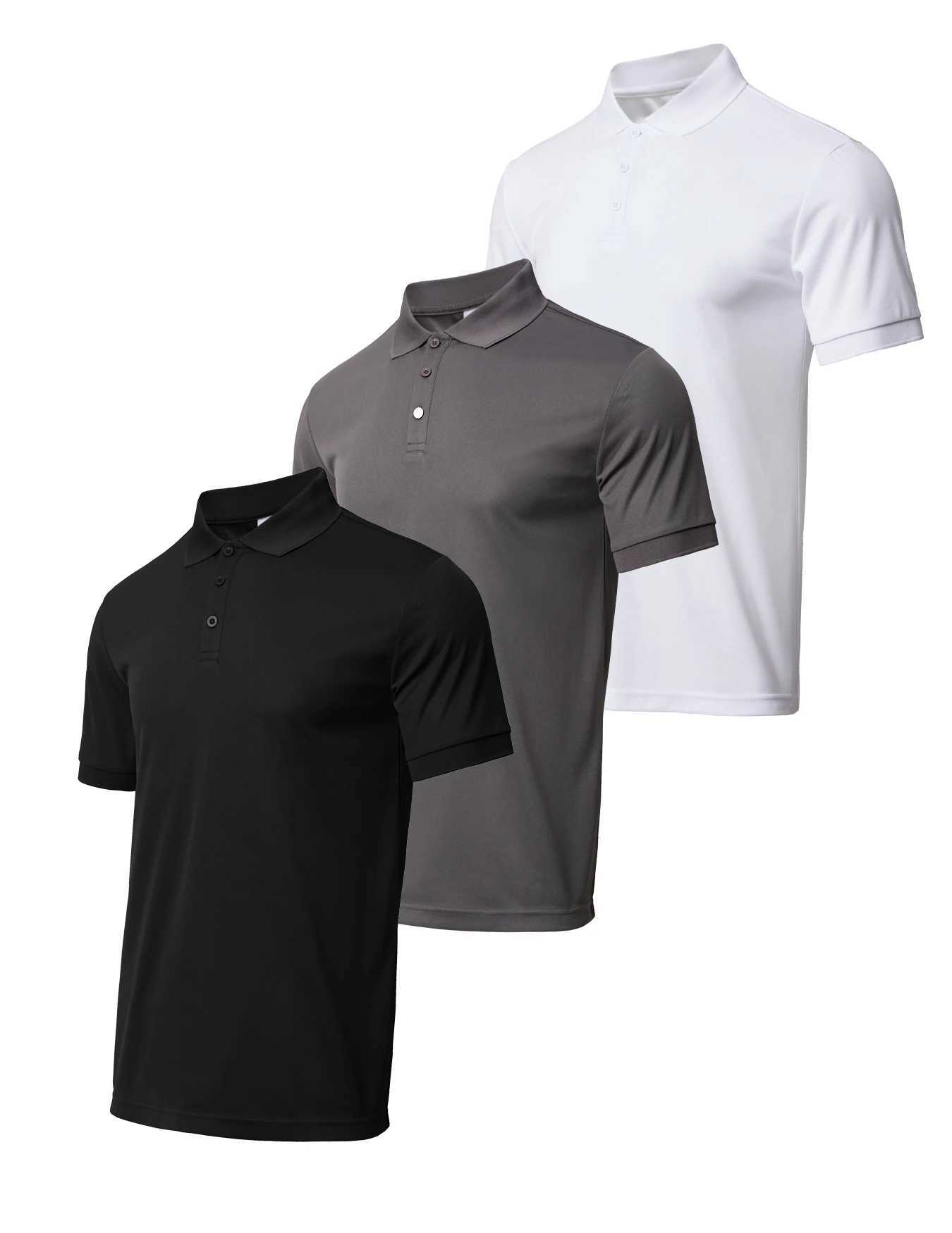3-piece Mens Quick Drying Short Sleeve Casual Sports Golf Shirt Moisture Wicking Casual Fitness Top XJ250605