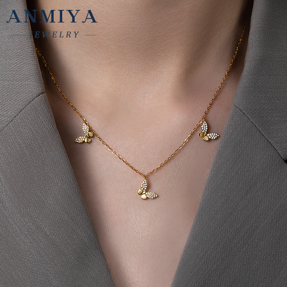 Wholesale Sterling Silver Jewelry Shiny 925 Necklace with Layered Necklace Design Featuring Multi Butterfly Pendant for Gift Set