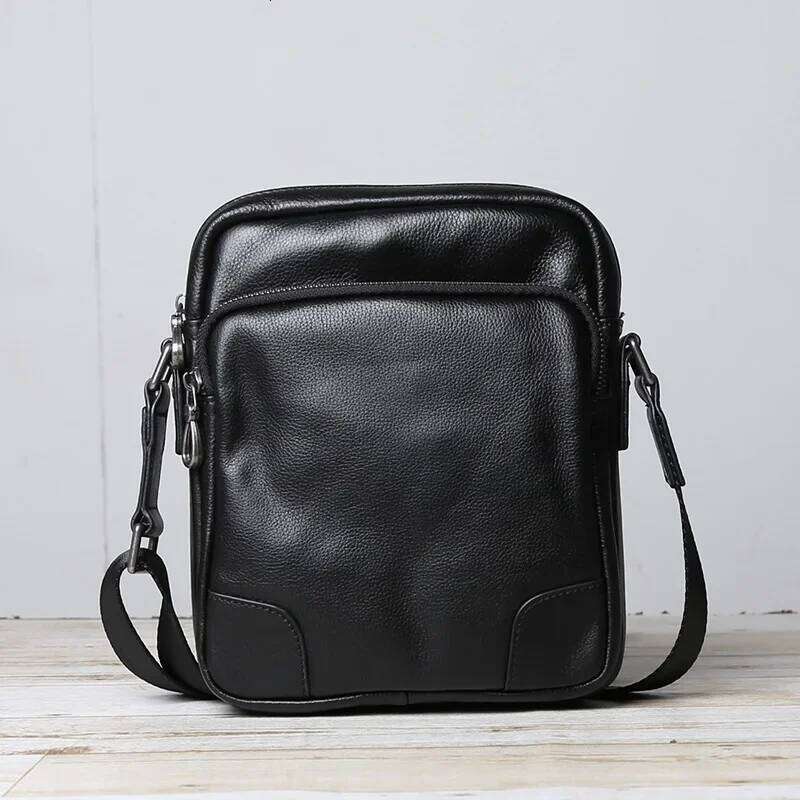 Casual Top Layer Cowhide Crossbody Men's Versatile Backpack Single Shoulder Soft Leather Simple Small Bag