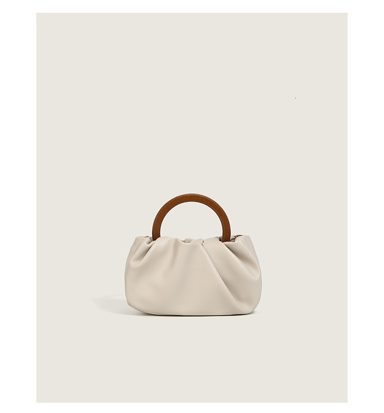 Women's new niche design fashionable wooden handle pleated cloud handbag designer large capacity women's crossbody bag