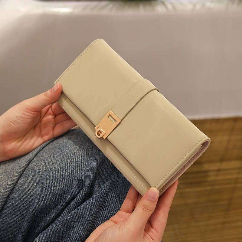 Autumn winter new wallet women's long and South Korea small fresh PU leather solid color three fold bag simple s