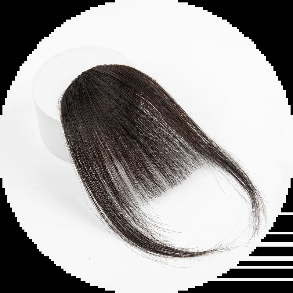 1Pc Human Hair Bangs OverHead Clip in Hair Extensions Natural Hairs Wispy Bangs Fringe Hairpieces for Women in Air Bangs Brown 250529