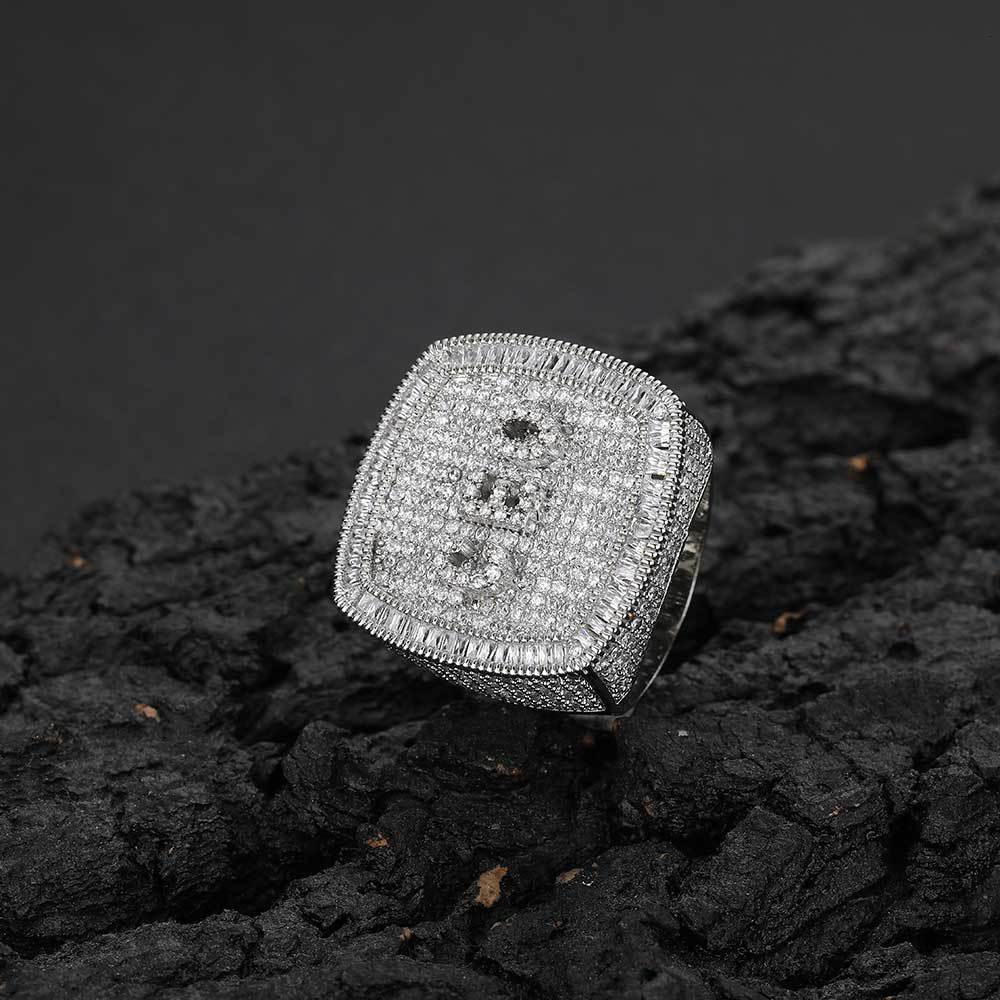 Jewelry DIY Letter Hip Hop Ring Fashion Brand Personalized Copper Set Moissanite Ring Mens Ring moissanite