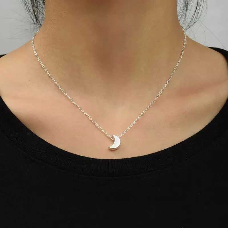 ASONSTEEL High Quality Small Tiny Moon Pendant Necklace For Women Gold Plated Stainless Steel Delicate Choker Waterproof Vintage XJ250604