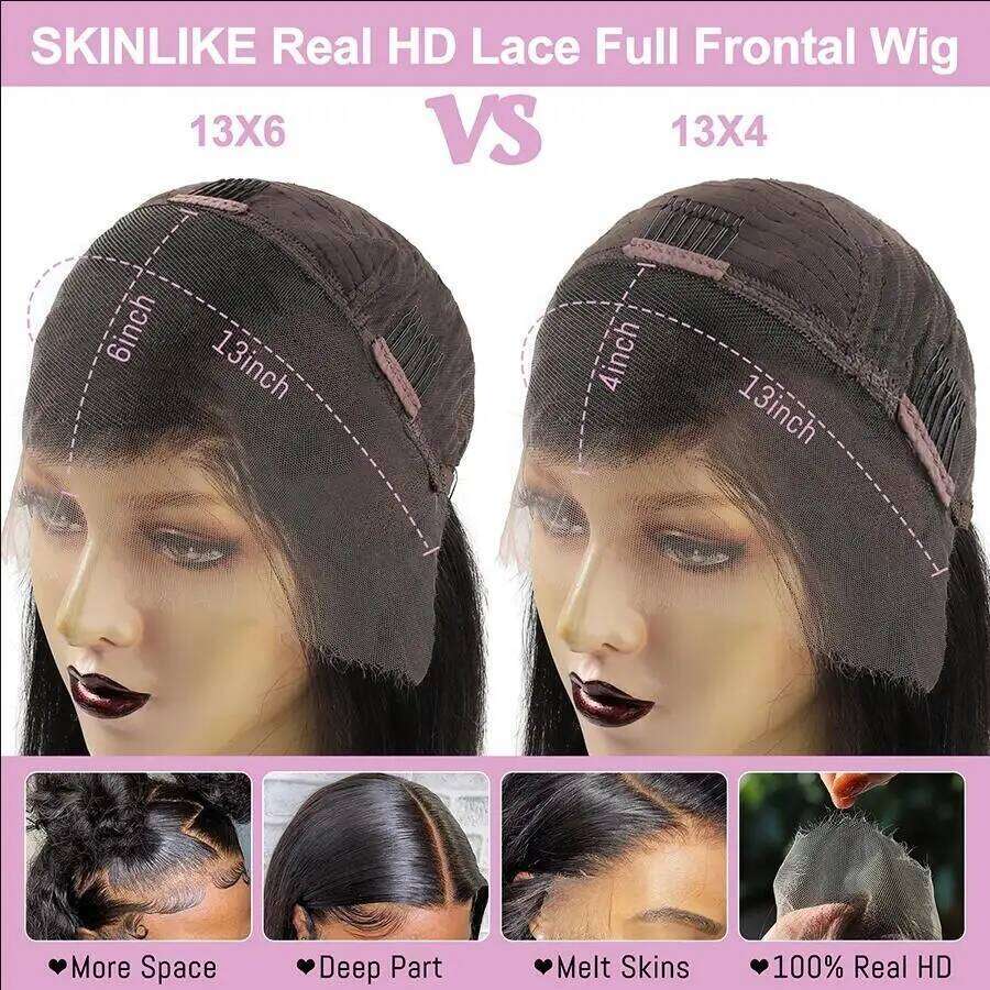 Wow Angel 250% HD 13X6 Water Wave 13x4 Lace Frontal Wigs Pre Plucked Curly Human Hair Wig For Woman