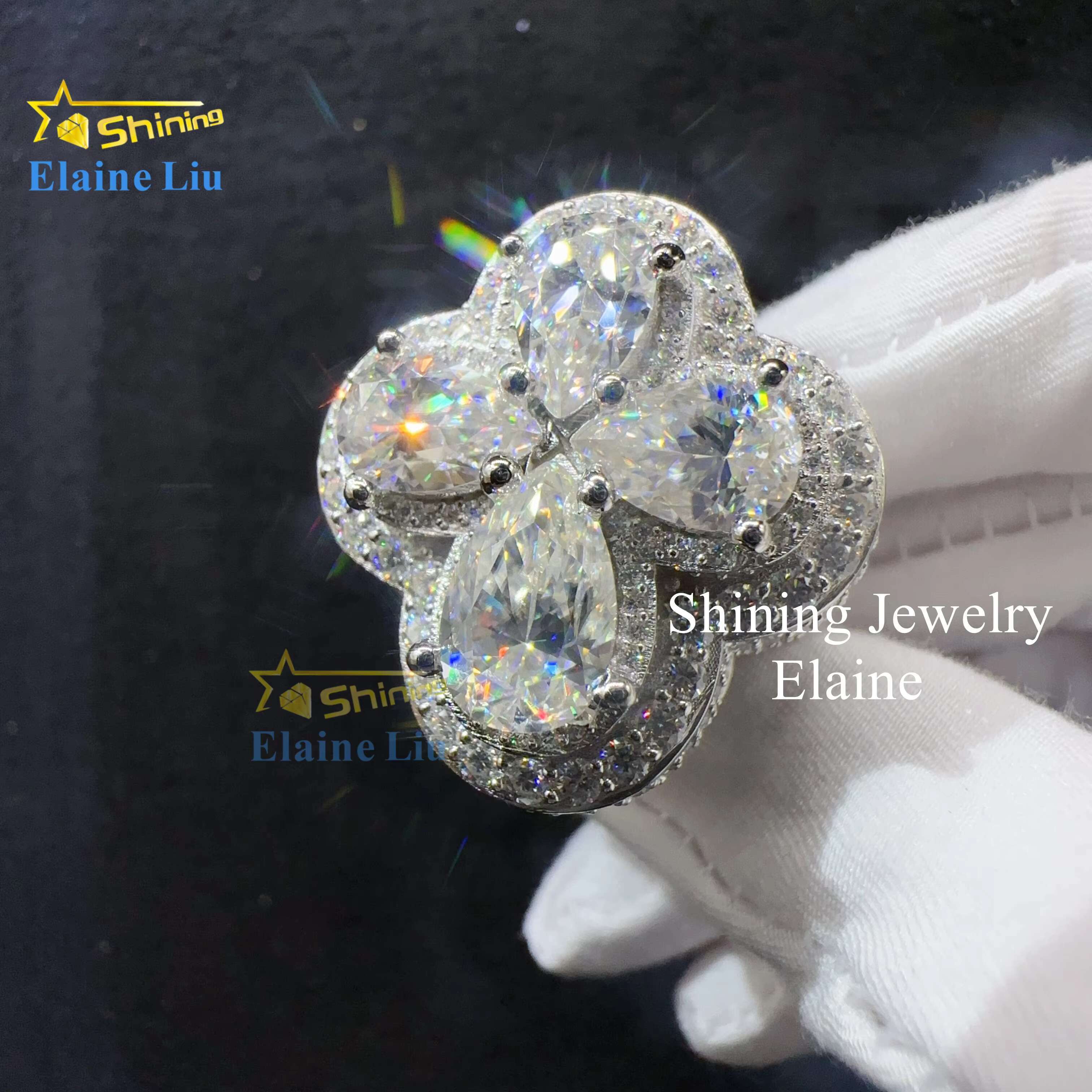 Pass Diamond Tester Sterling Silver Vvs Moissanite Ring 18k Gold Fine Jewelry Rings