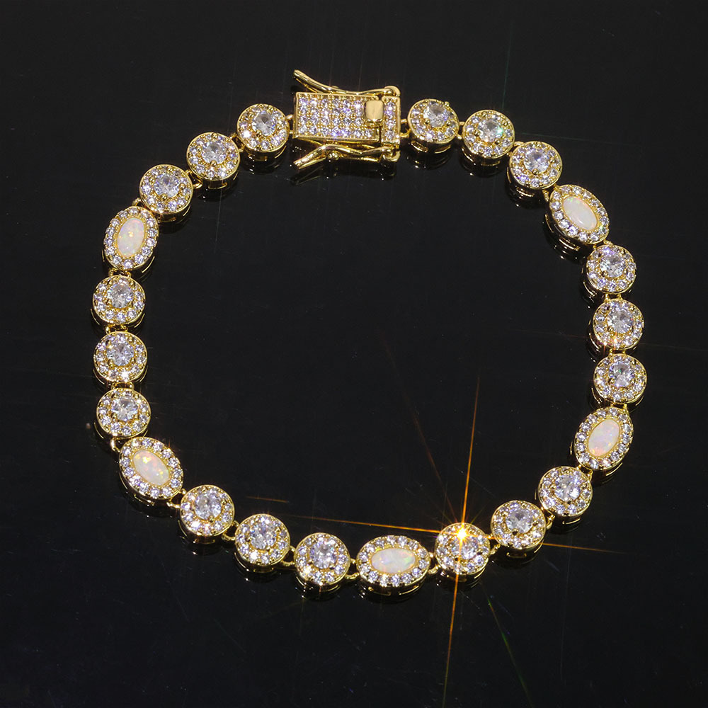 Hip Hop Jewelry Moissanite Bracelet Versatile High-end Opal Bracelet Trendy Mens Light Luxury Bracelet