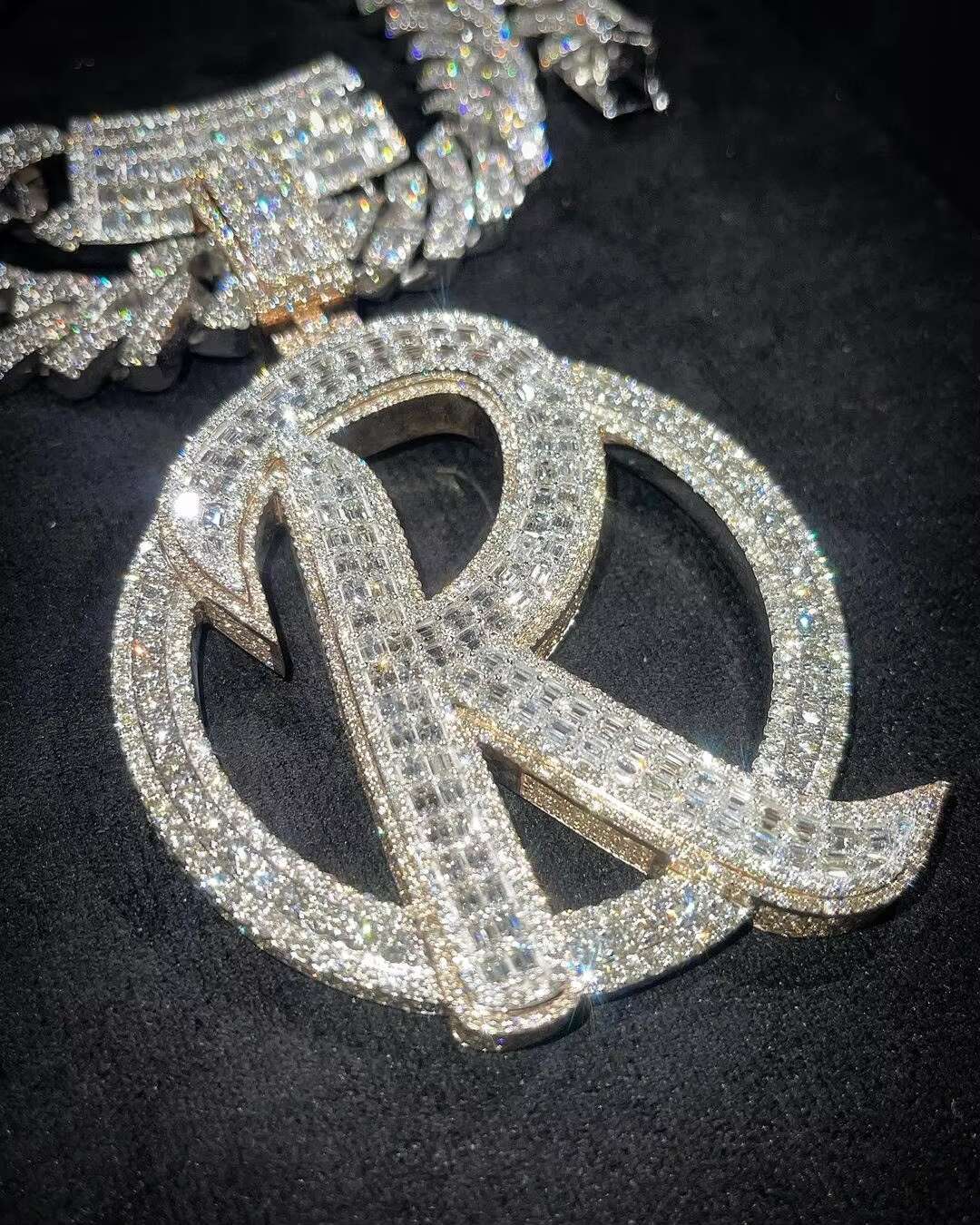 Hip Hop 925 Silver Custom Pendant Iced Out Jewelry VVS Moissanite Diamonds Custom Necklace Initial R Pendant