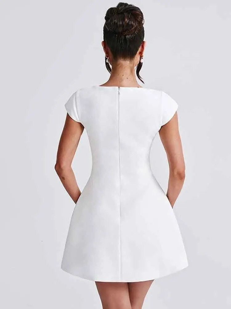 NIDANSSI White ALINE Square Collar Evening Party Dres 2024 Robes Elegant Sexy Dress Bodycon Mini Summer Vestidos 250526